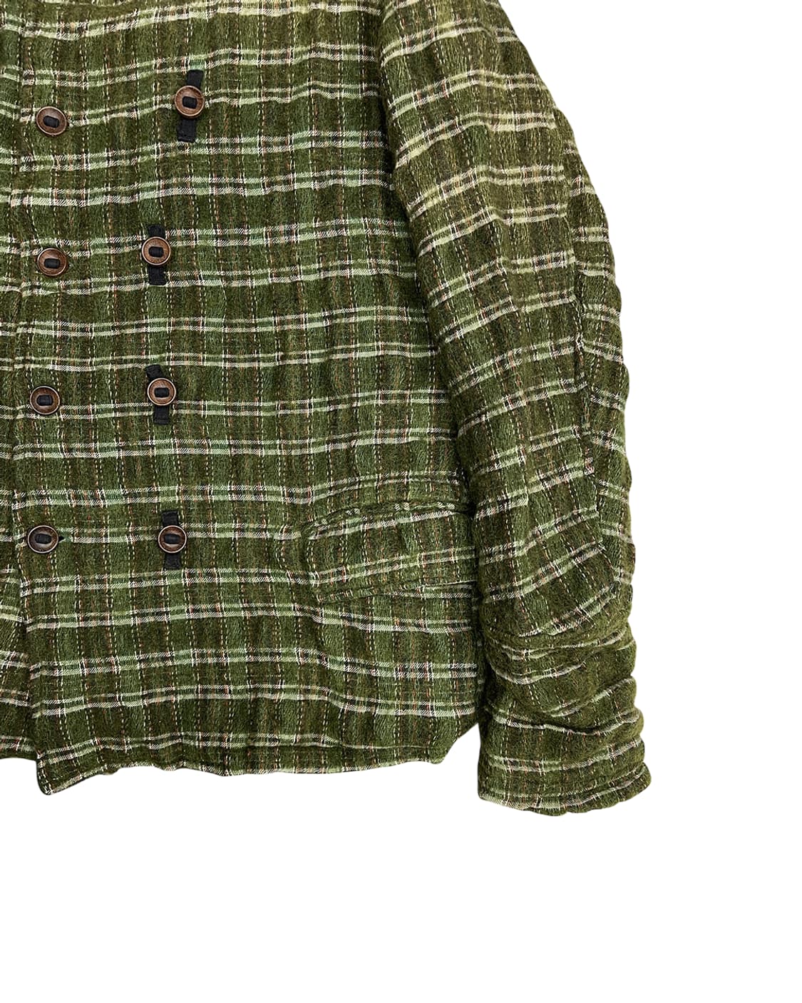 빈티지 우드 버튼 체크 울 자켓 상품이미지7