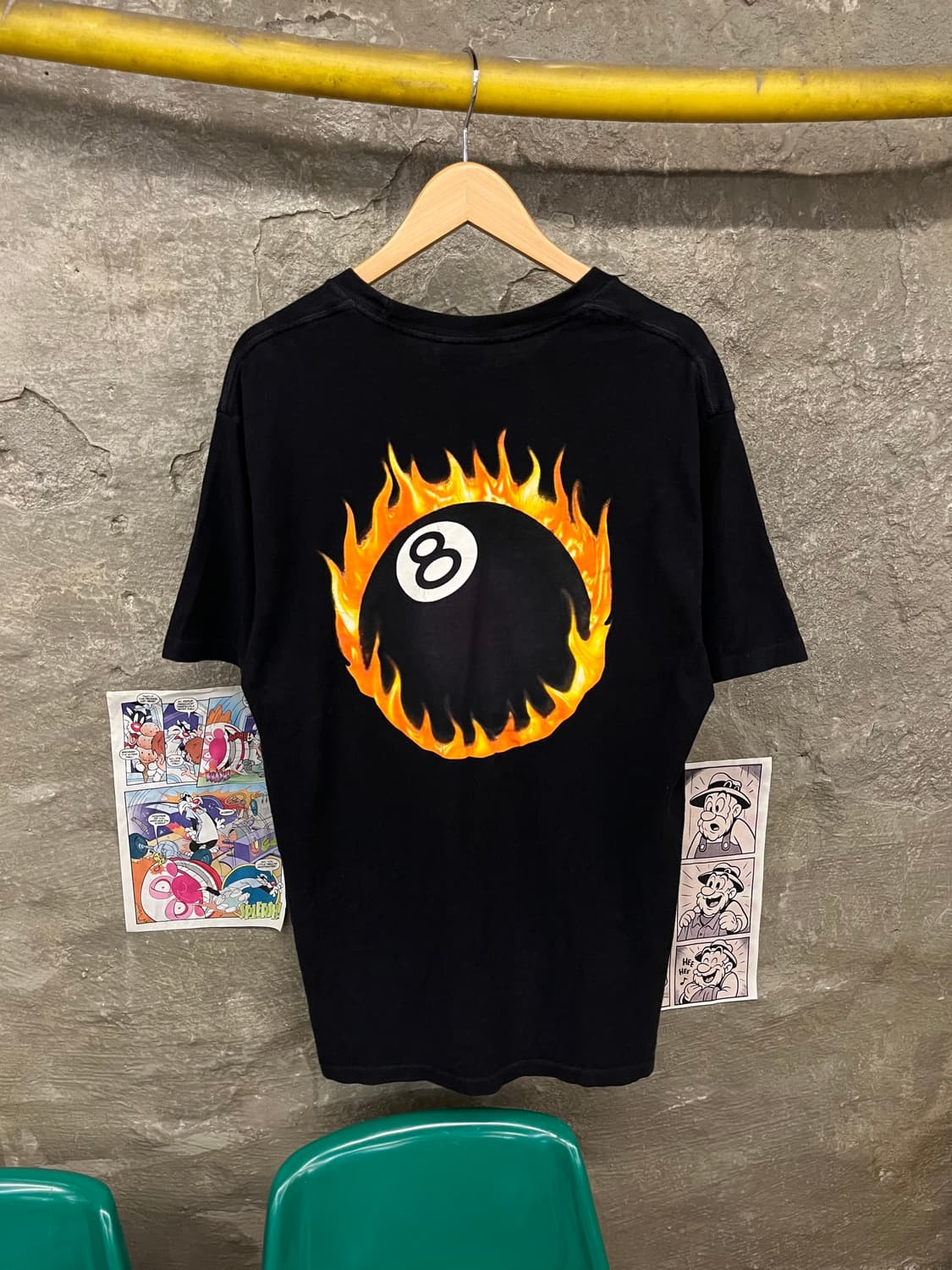 스투시 파이어 8 ball 반팔티 블랙 M #csz1177 상품이미지1