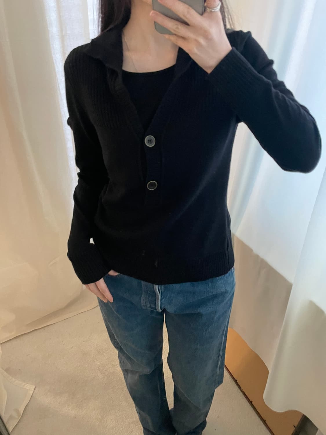 vintage layered button collar kint 상품이미지9