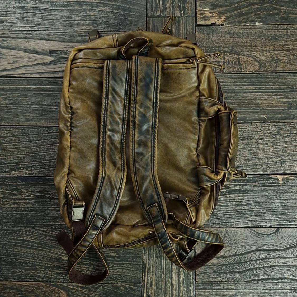 [일본빈티지] 비건 레더 워시드 가죽 투웨이 백팩 M18969 상품이미지3