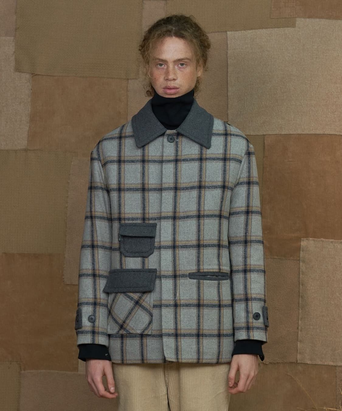 어널로이드 울 체크 점퍼 그레이 L 상품이미지1