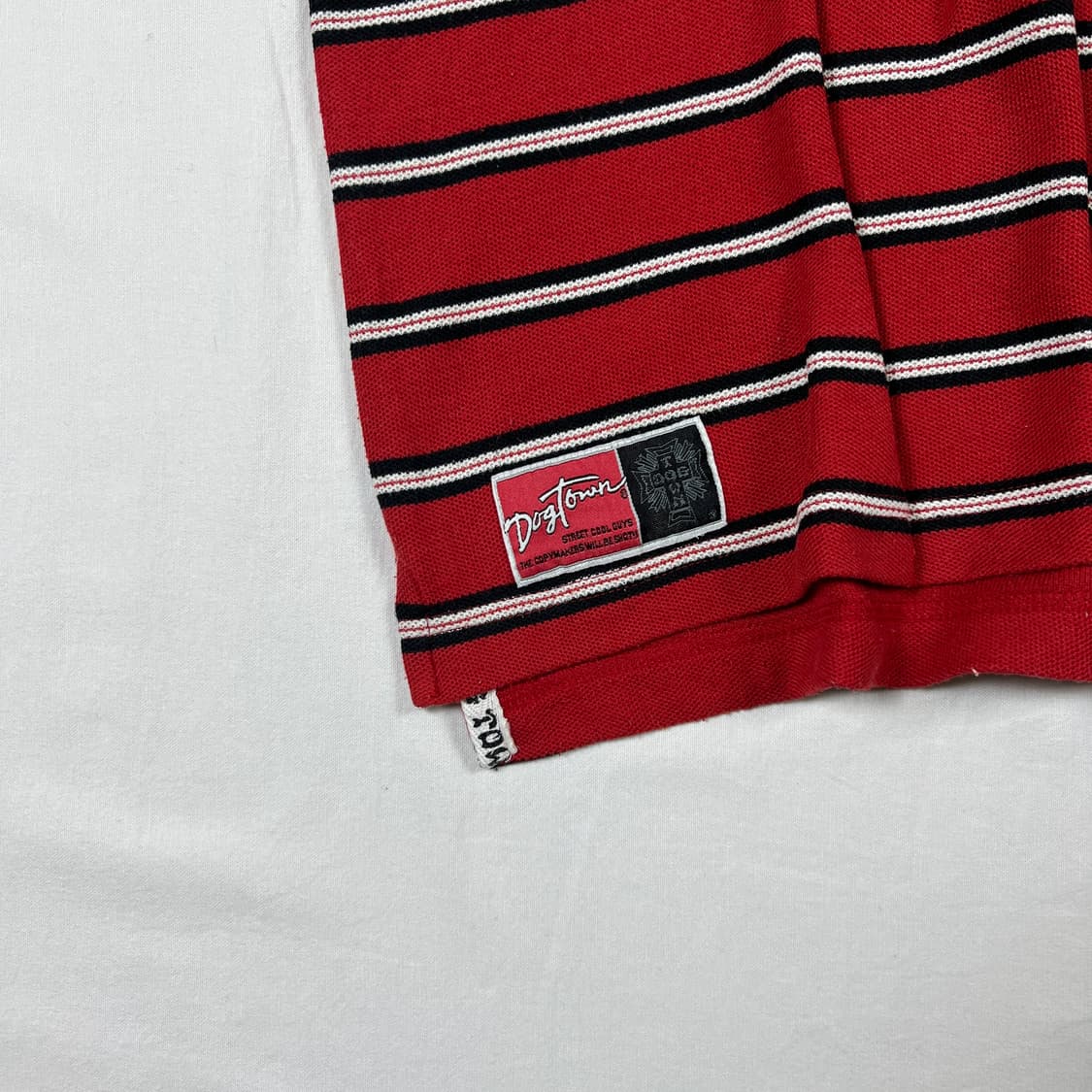 90’s 도그타운 스케이트보드 로고 스트라이프 반팔 피케셔츠 상품이미지5
