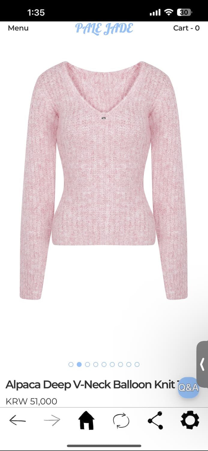 페일제이드 알파카 딥 브이넥 벌룬 니트 베이비핑크 상품이미지4
