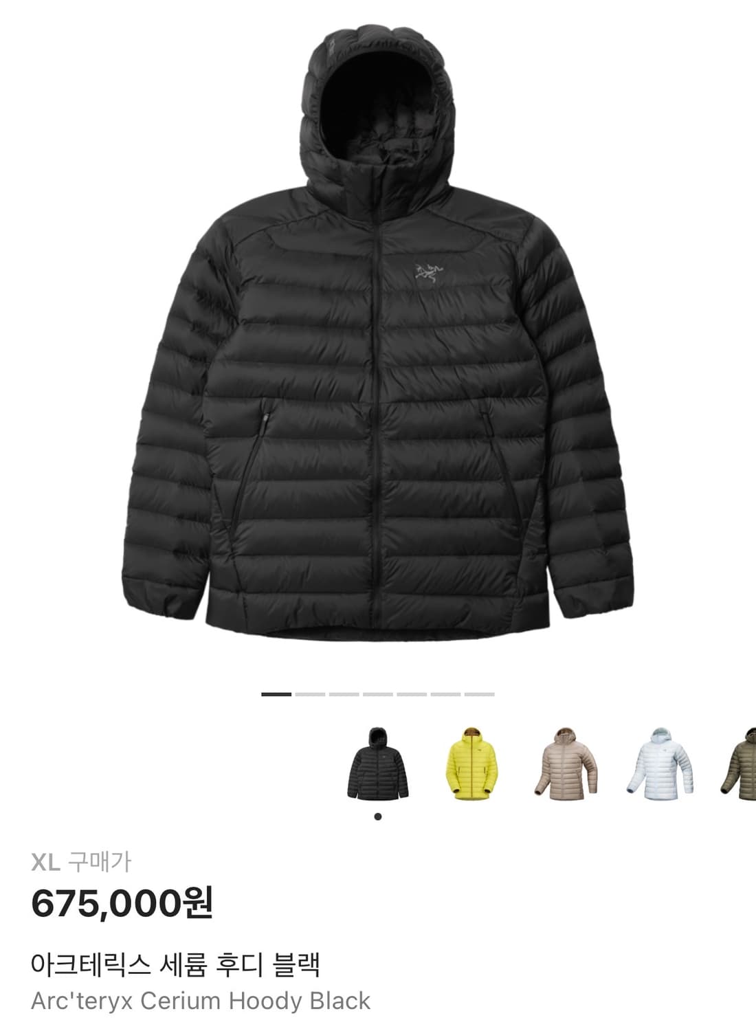 [XL]아크테릭스 세륨 후디 블랙 패딩 자켓 상품이미지1