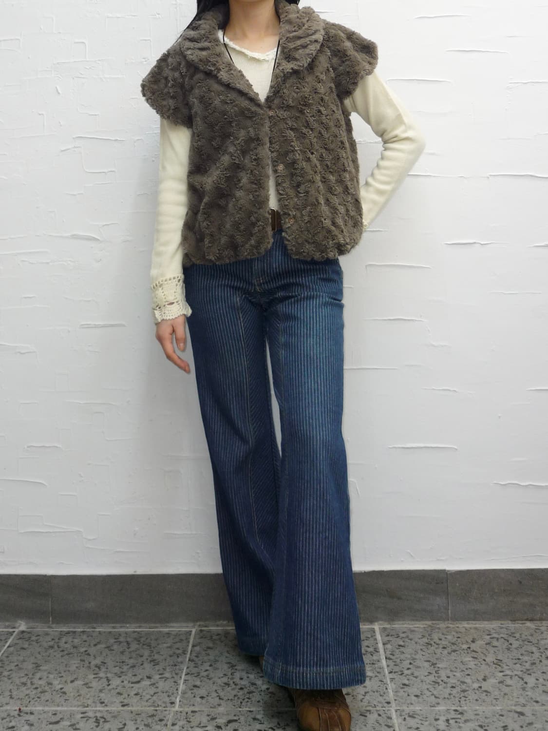 brown fur cap vest 상품이미지4