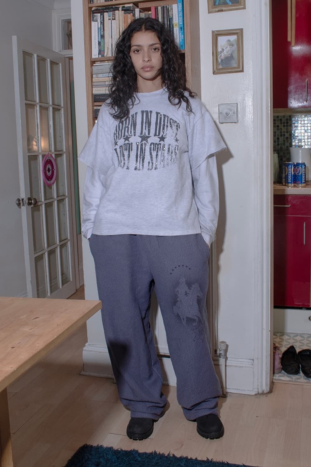 Erte 레이어드 스웻셔츠 맨투맨 멜란지 그레이 상품이미지3