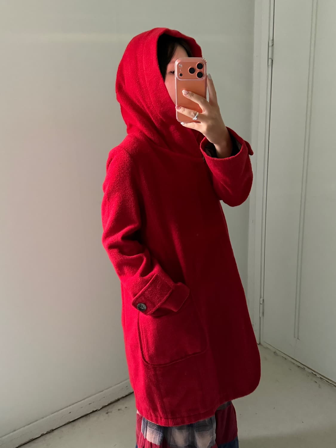 일본빈티지 kha:ki 레드 울 더플코트 상품이미지3