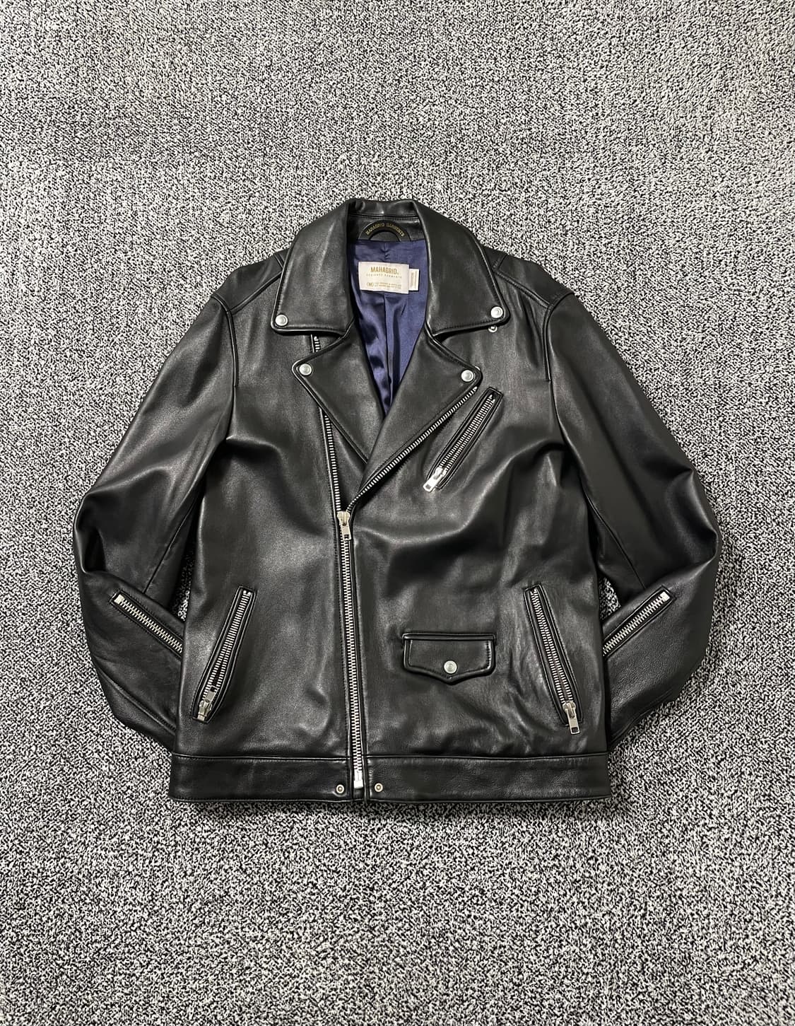 빈티지9. 마하그리드 스트릿 양가죽 리얼레더 라이더 가죽자켓 블랙 상품이미지1
