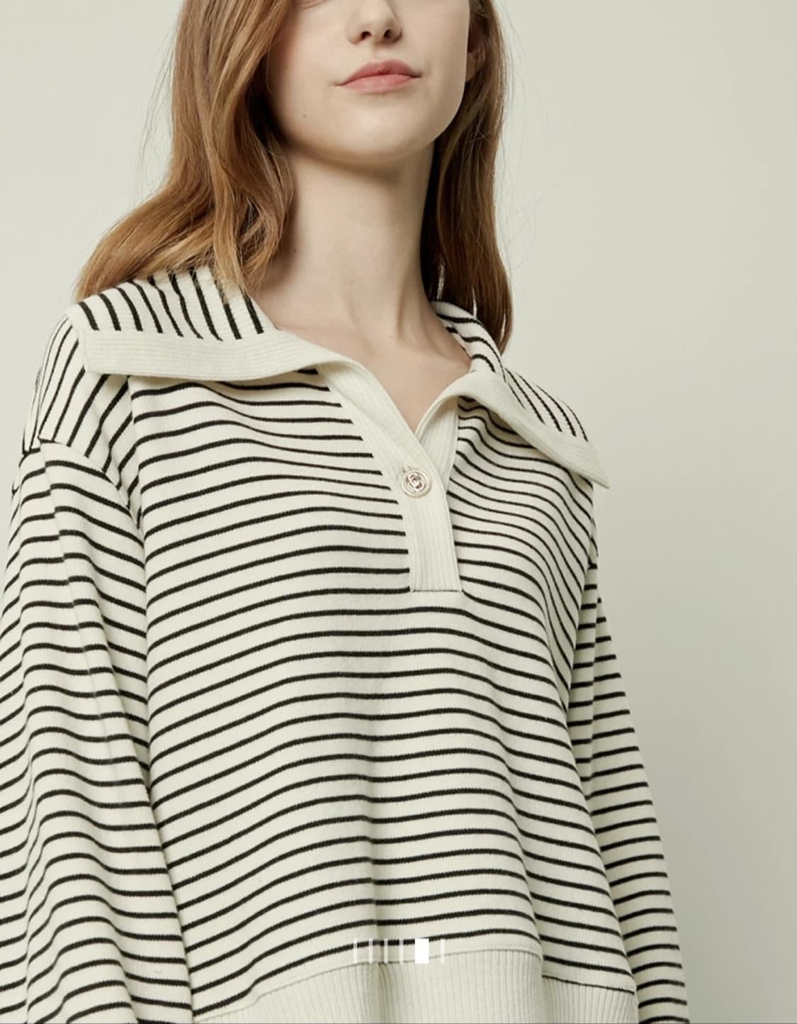 sjsj 스트라이프 카라 니트 긴팔 티셔츠 상품이미지1