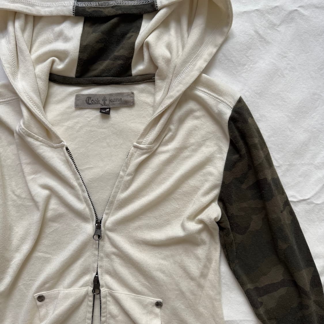 Cookjeans 아카이브 스터드 2way 배색 카모 후드집업 락시크 상품이미지2