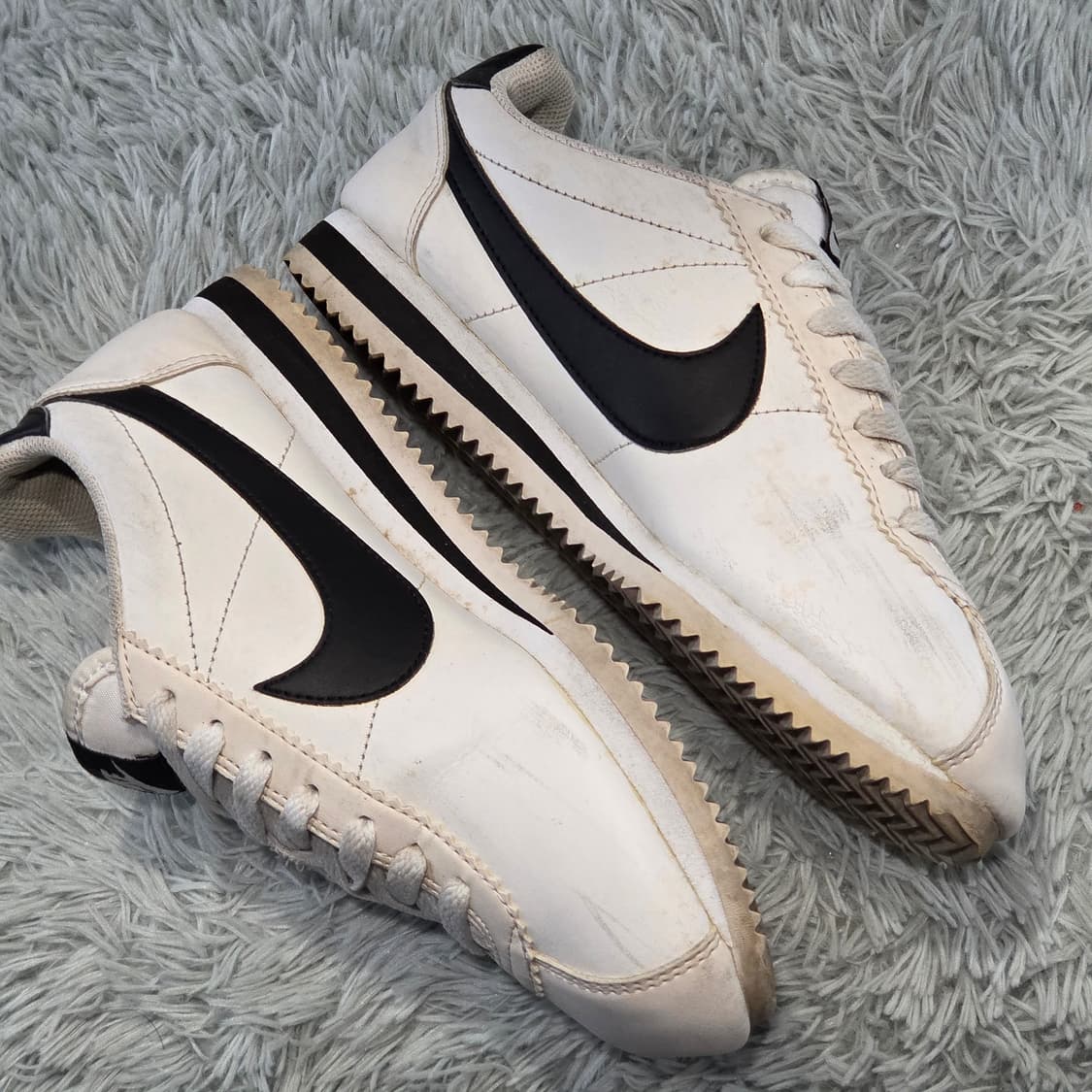 7w-30:나이키 코르테즈 레더 화이트블랙 Nike Cortez 24cm 상품이미지7