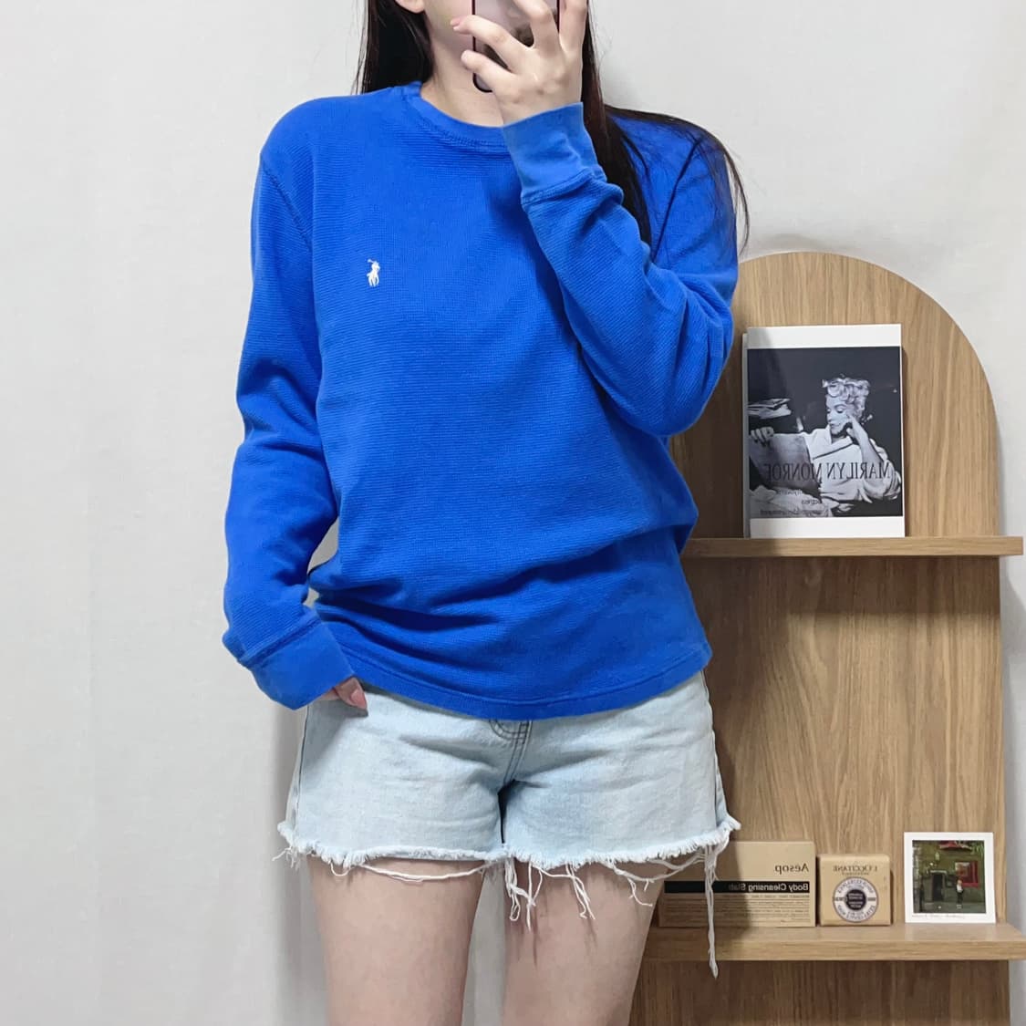[정품] 폴로 블루 / 화이트포니 와플티 [ S ] 상품이미지1
