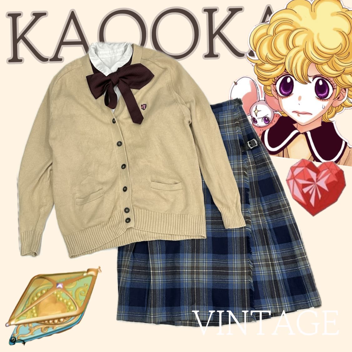 🧁슈슈룬 바닐라 교복 코디세트🧁 학생 하이틴 일본 교복 넥타이 니트 상품이미지1