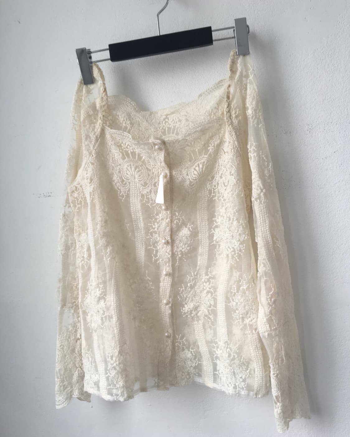 Ornament pattern see through blouse 상품이미지5