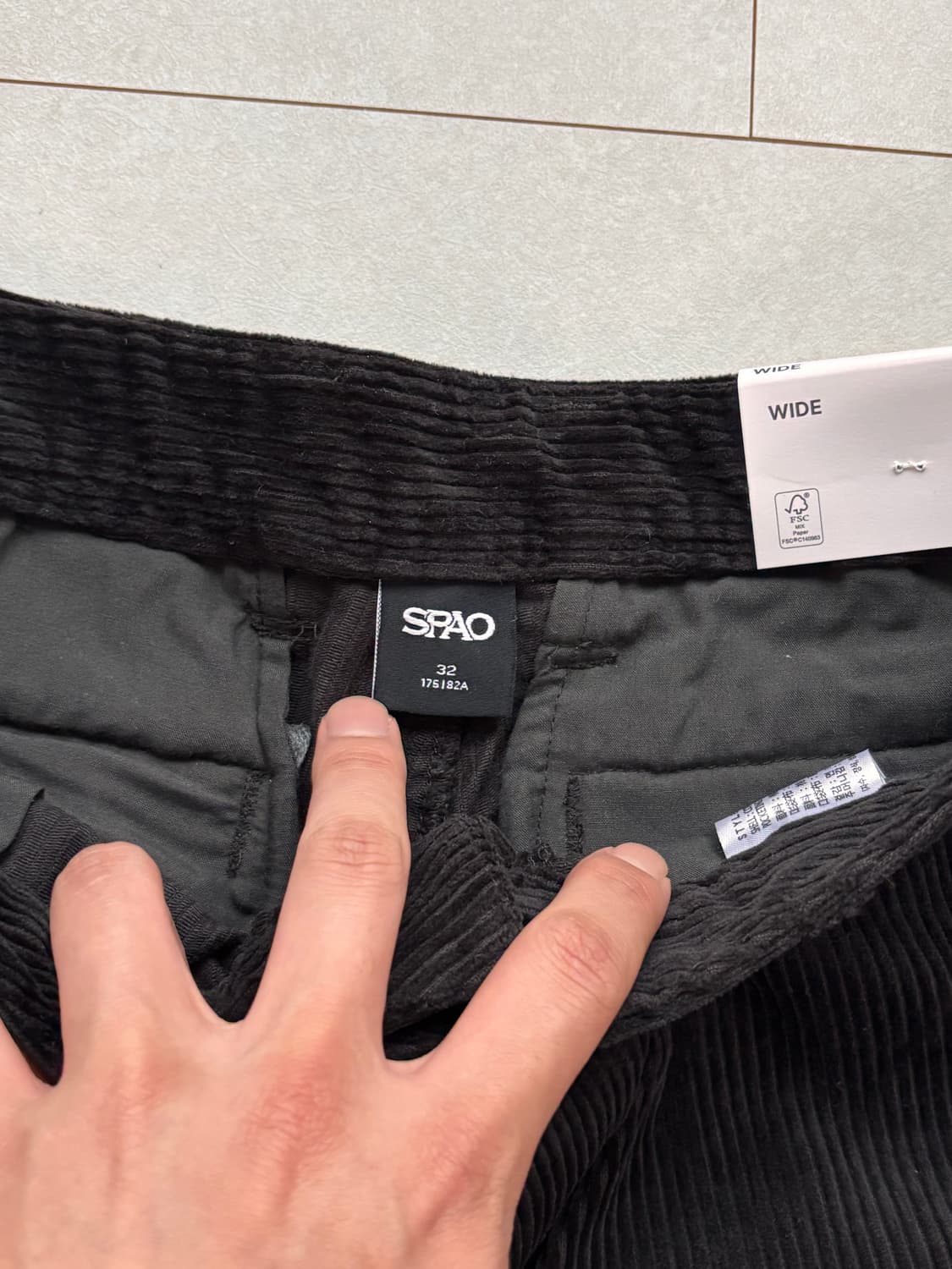 스파오 와이드 코듀로이 팬츠 32 그레이 새상품 상품이미지5