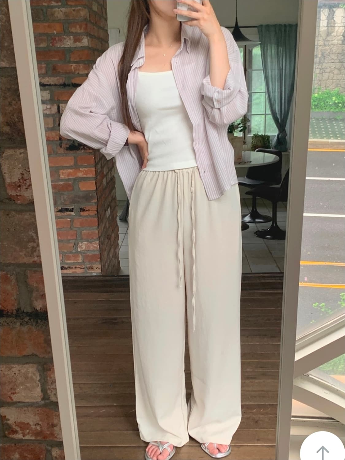 [새상품] 뮤트크레메 라벤더 스트라이프 셔츠 상품이미지2