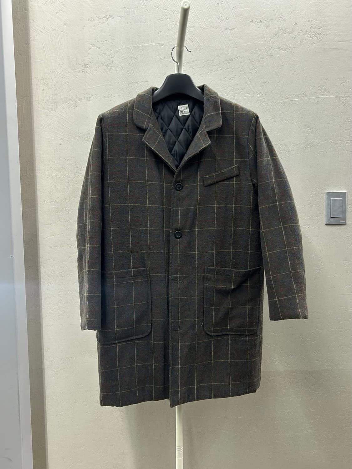 Band of brothers 체크 패턴 퀼팅 안감 코트 상품이미지2