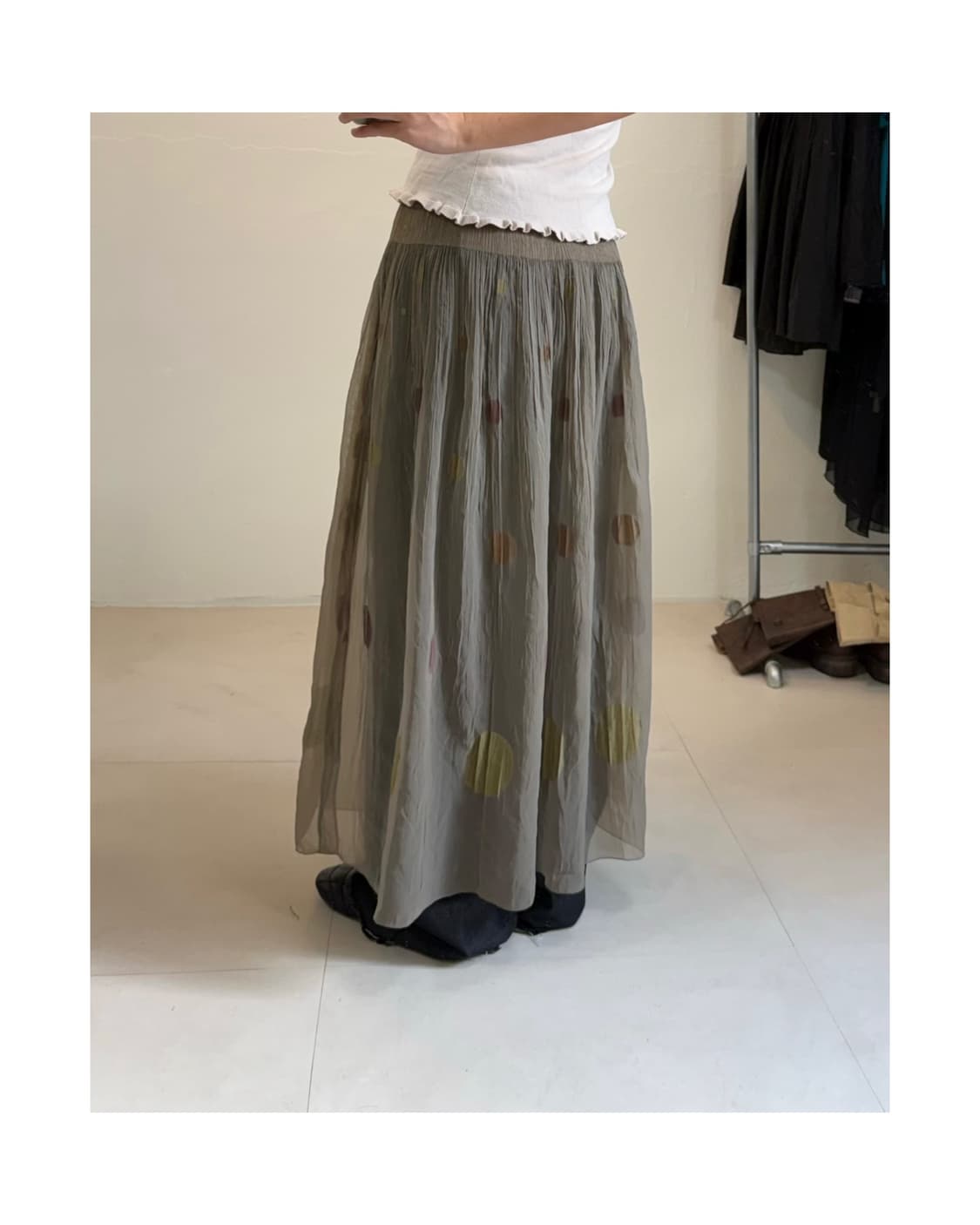 La duree 도트 쉬어 스커트 상품이미지3