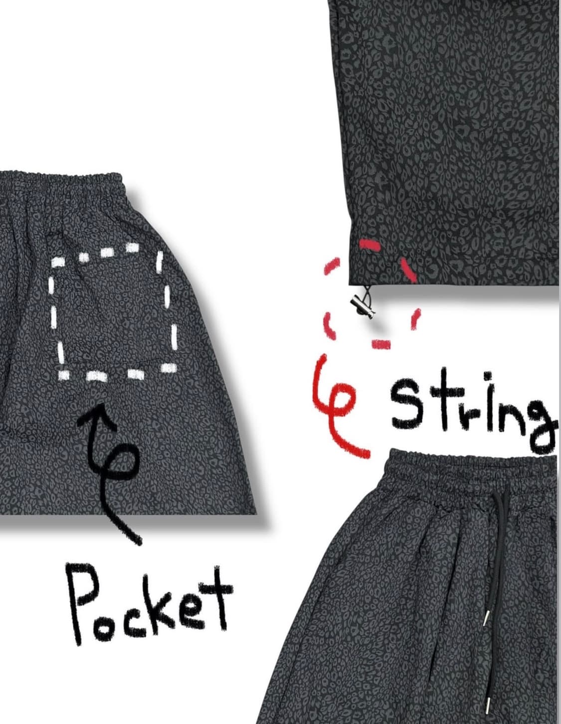 레오파드 스트링 벌룬팬츠 ( 차콜 )  상품이미지5