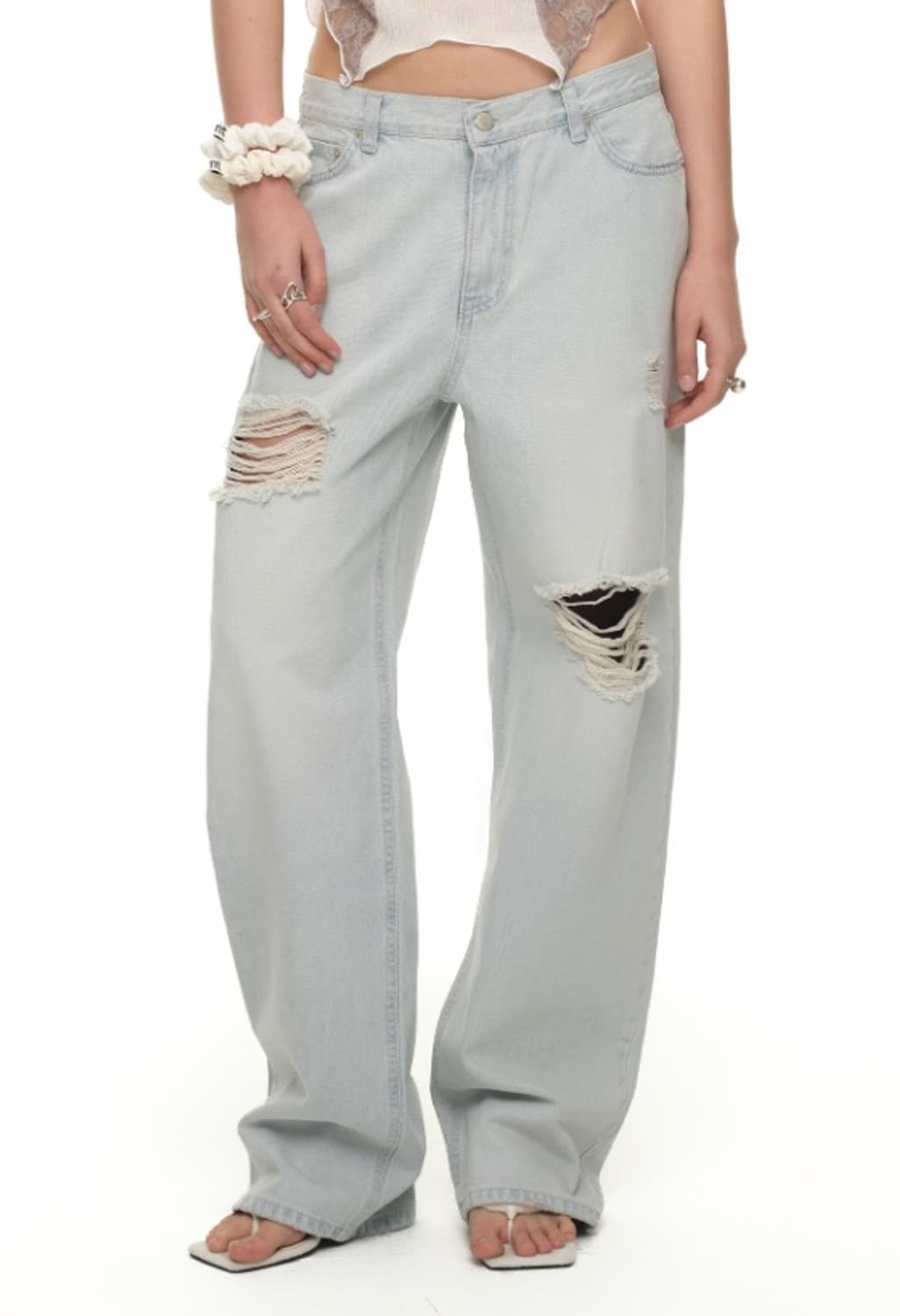 투머치택스 LOW RISE LOOSE-FIT DAMAGED JEANS ( 상품이미지1
