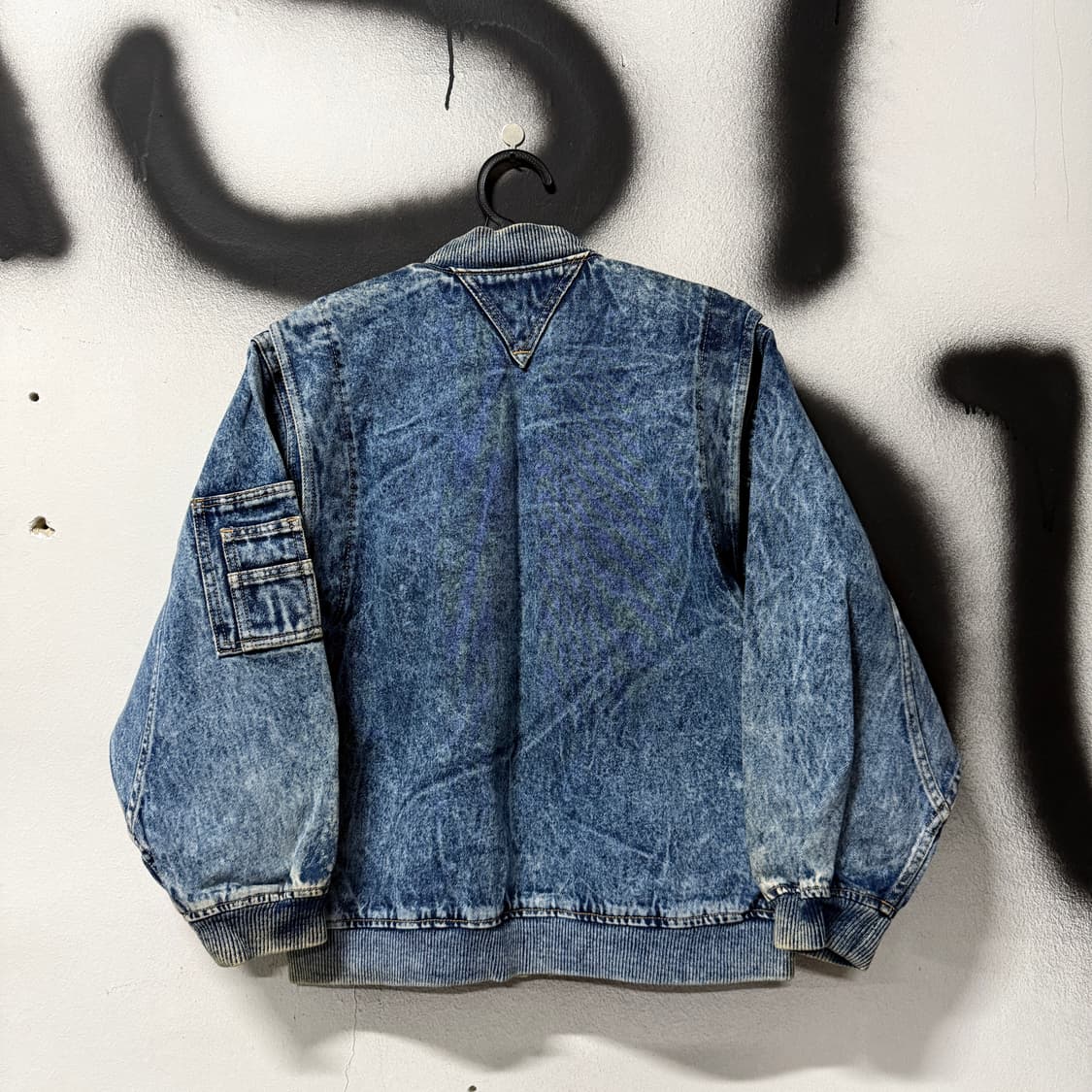 VTG 빈티지 워싱 디테일 데님 집업 크롭 Ma-1 스타일 바시티 자켓 상품이미지2