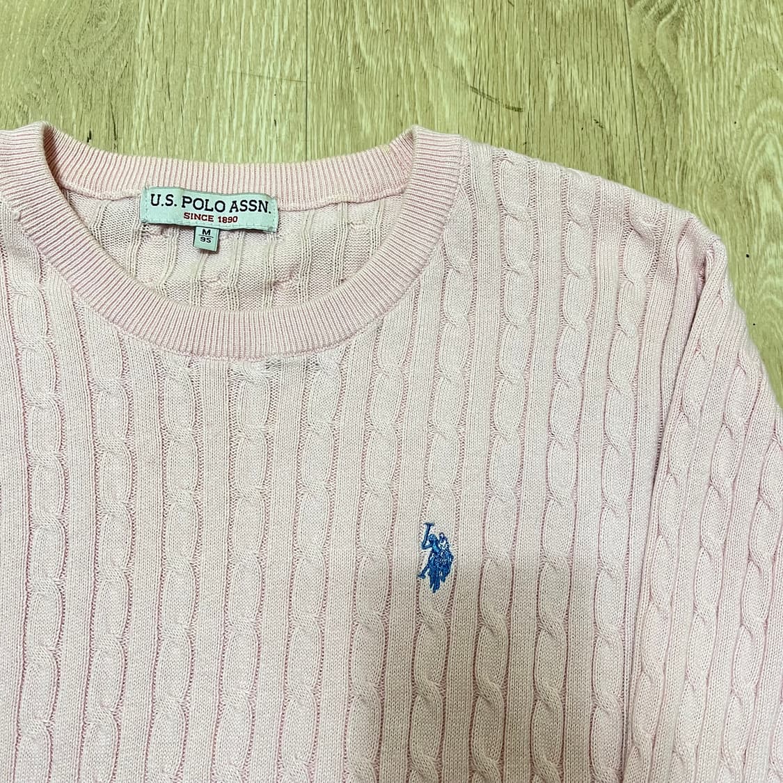US폴로 여성 꽈배기 자수 로고 케이블 니트 스웨터 M(95) 상품이미지3