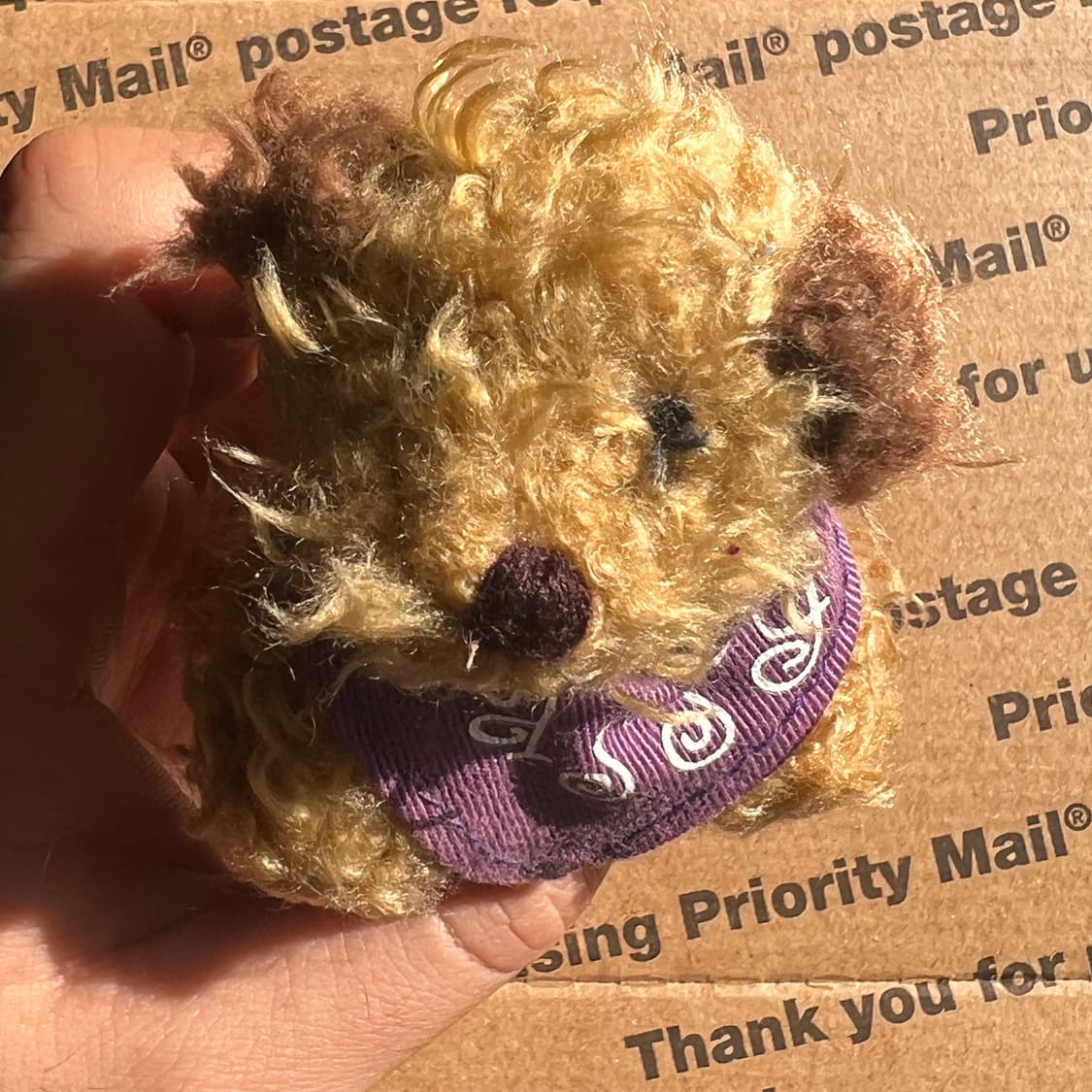 90s vtg Curly Puppy Plush Keyring 상품이미지1