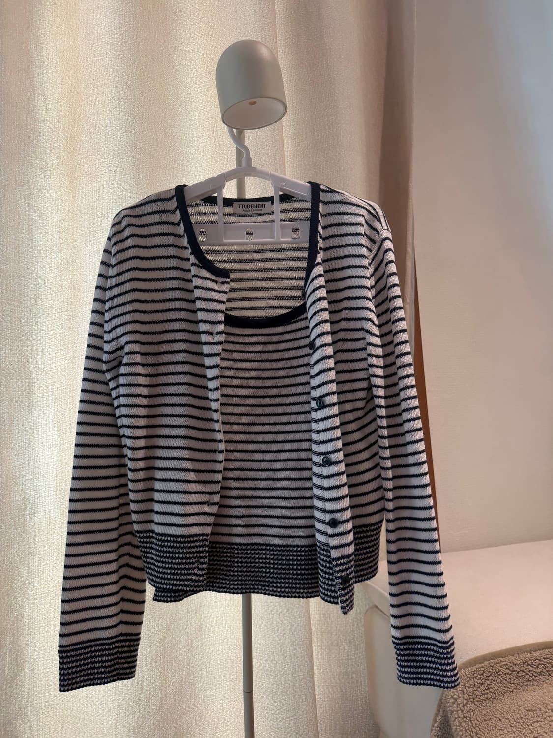 Ttudement 스트라이프 크루넥 가디건 세트 상품이미지5