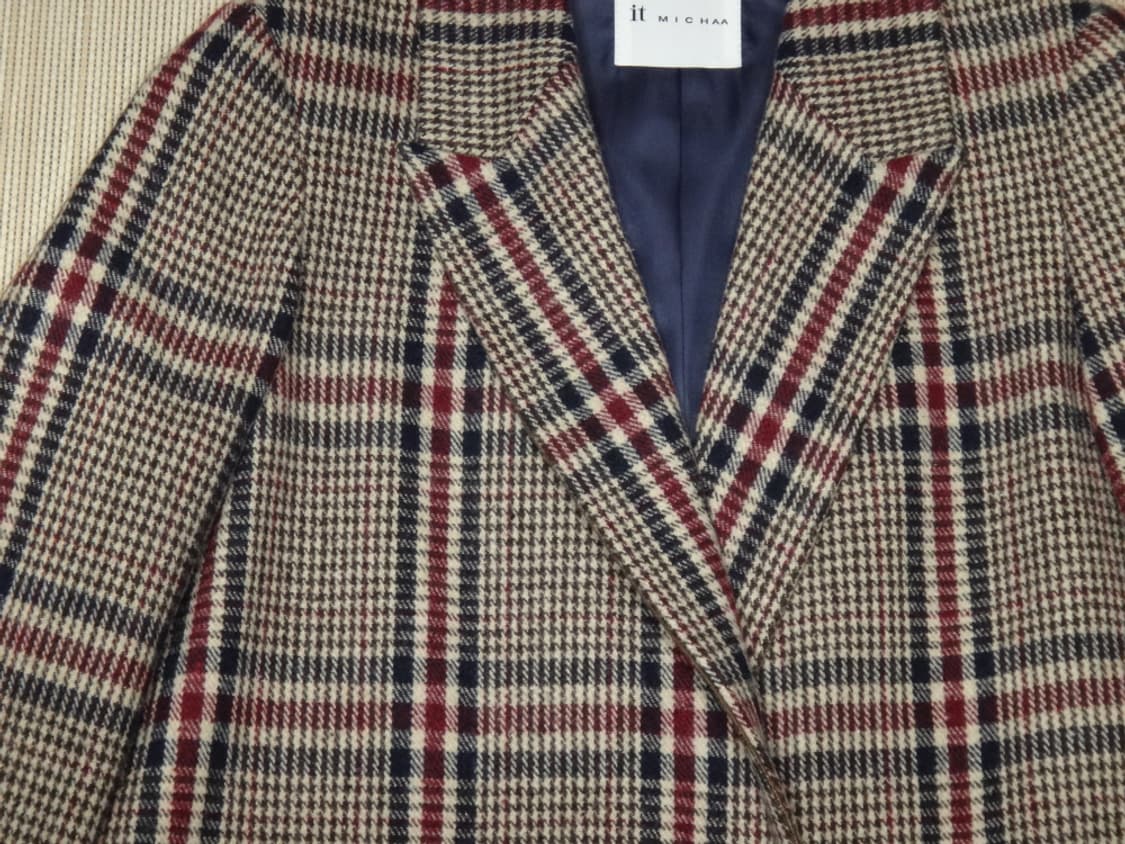 (55size) 잇미샤 울 체크 브라운 코트ITIBYHC991 상품이미지4