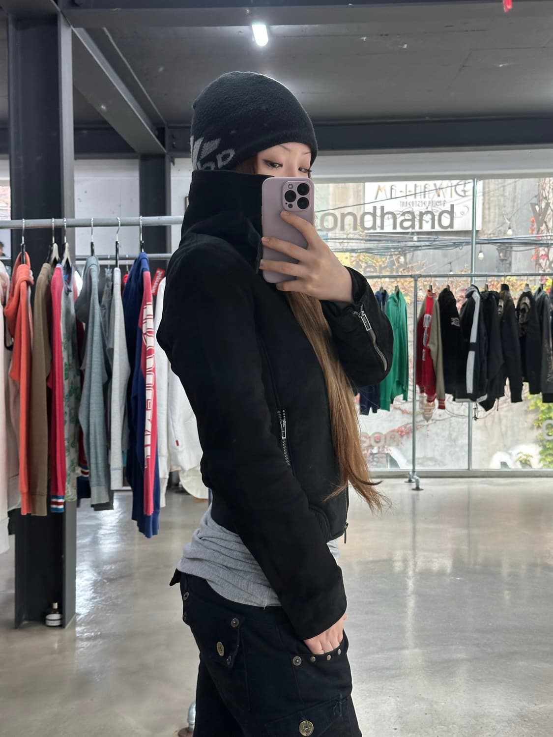 아르마니익스체인지 하이넥 매트 양가죽자켓 상품이미지3