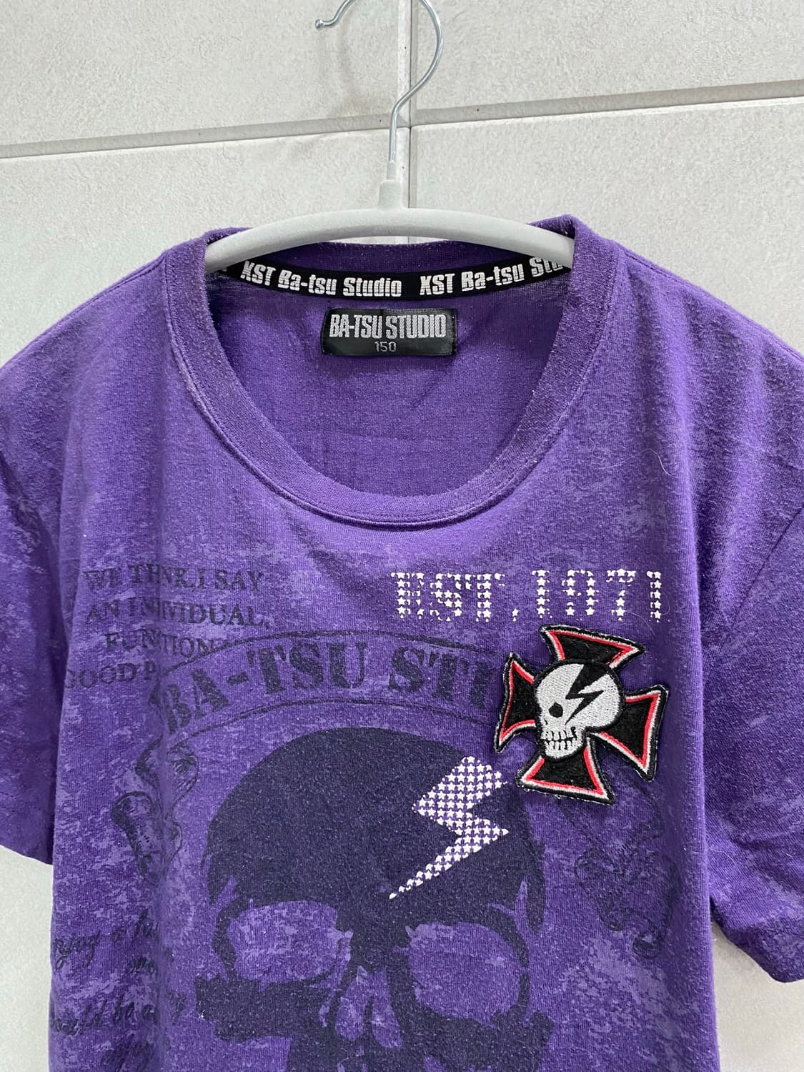 [BA-TSU]Skull Print Punk Purple Tee 상품이미지3