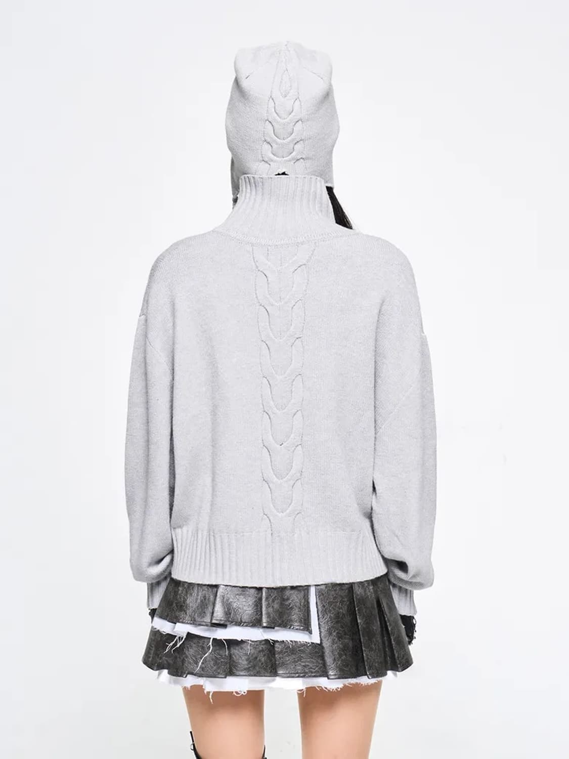 LEEY YEEL CABLE KNIT METAL LOGO ZIP-UP 상품이미지2