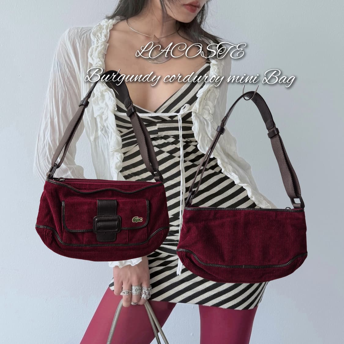 LACOSTE Burgundy corduroy mini Bag 상품이미지1