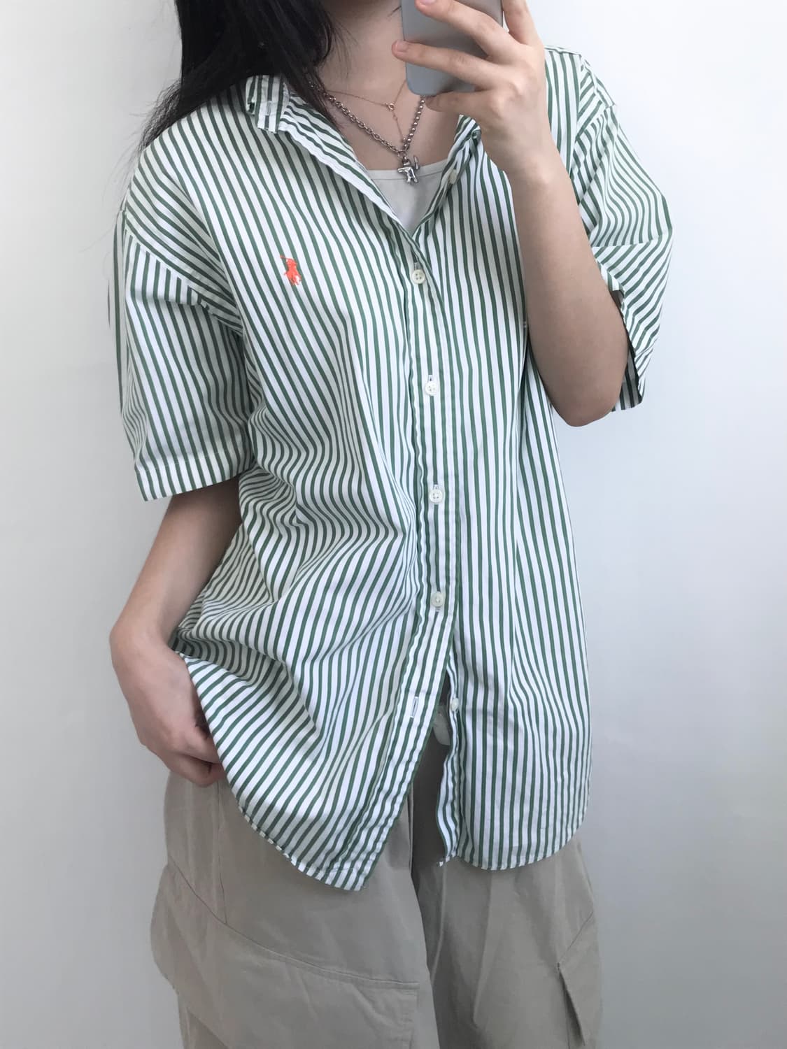 Polo by RalphLauren 폴로 그린 스트라이프 반팔 셔츠 상품이미지3