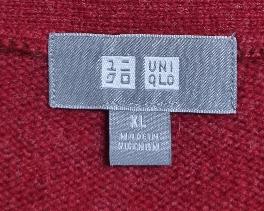 XL ) 유니클로 레드 퓨어 뉴 울100% 니트 가디건 상품이미지3