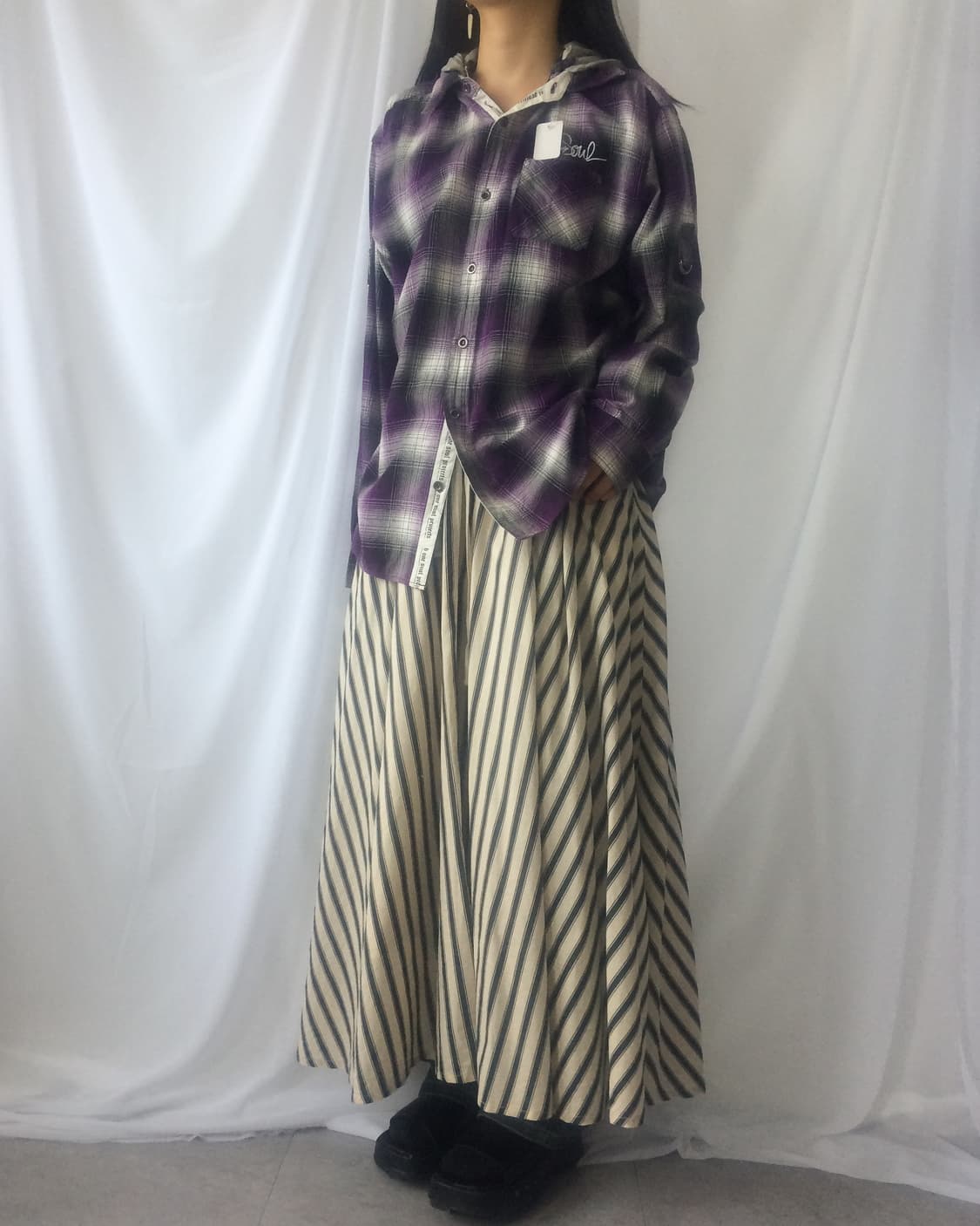 Back printing point check pattern hood l 상품이미지8