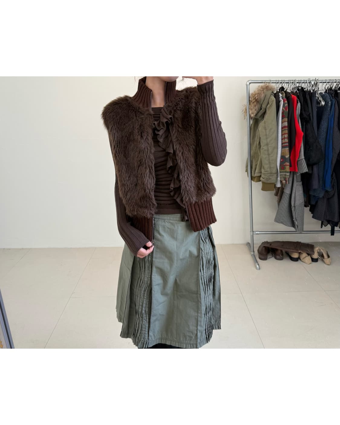 빈티지 페이크퍼 베스트 상품이미지1