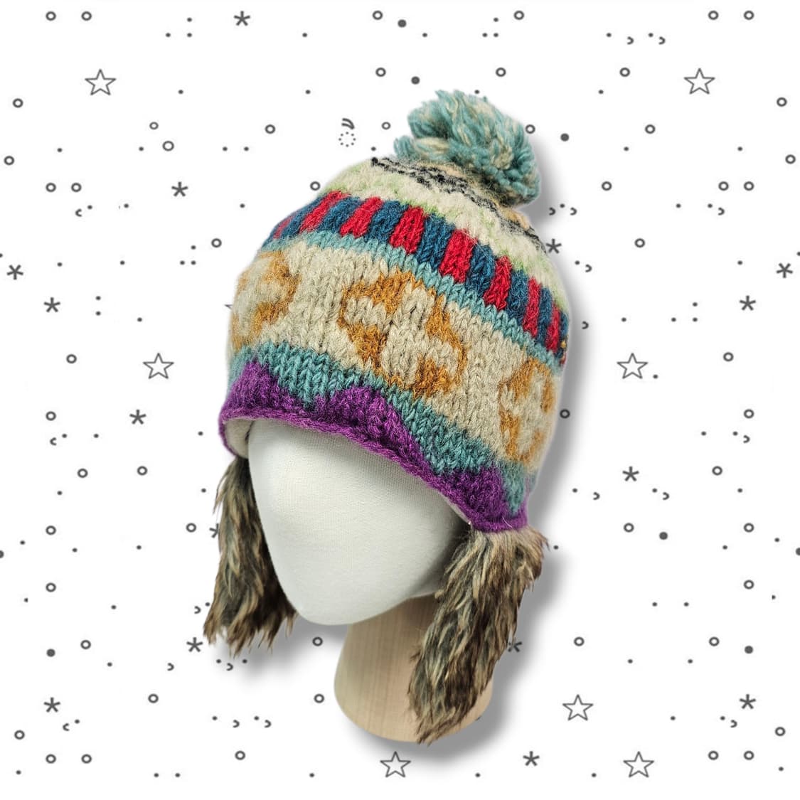 GRACE 그레이스 히피 멀티컬러 울 니트 방울 모자 상품이미지2