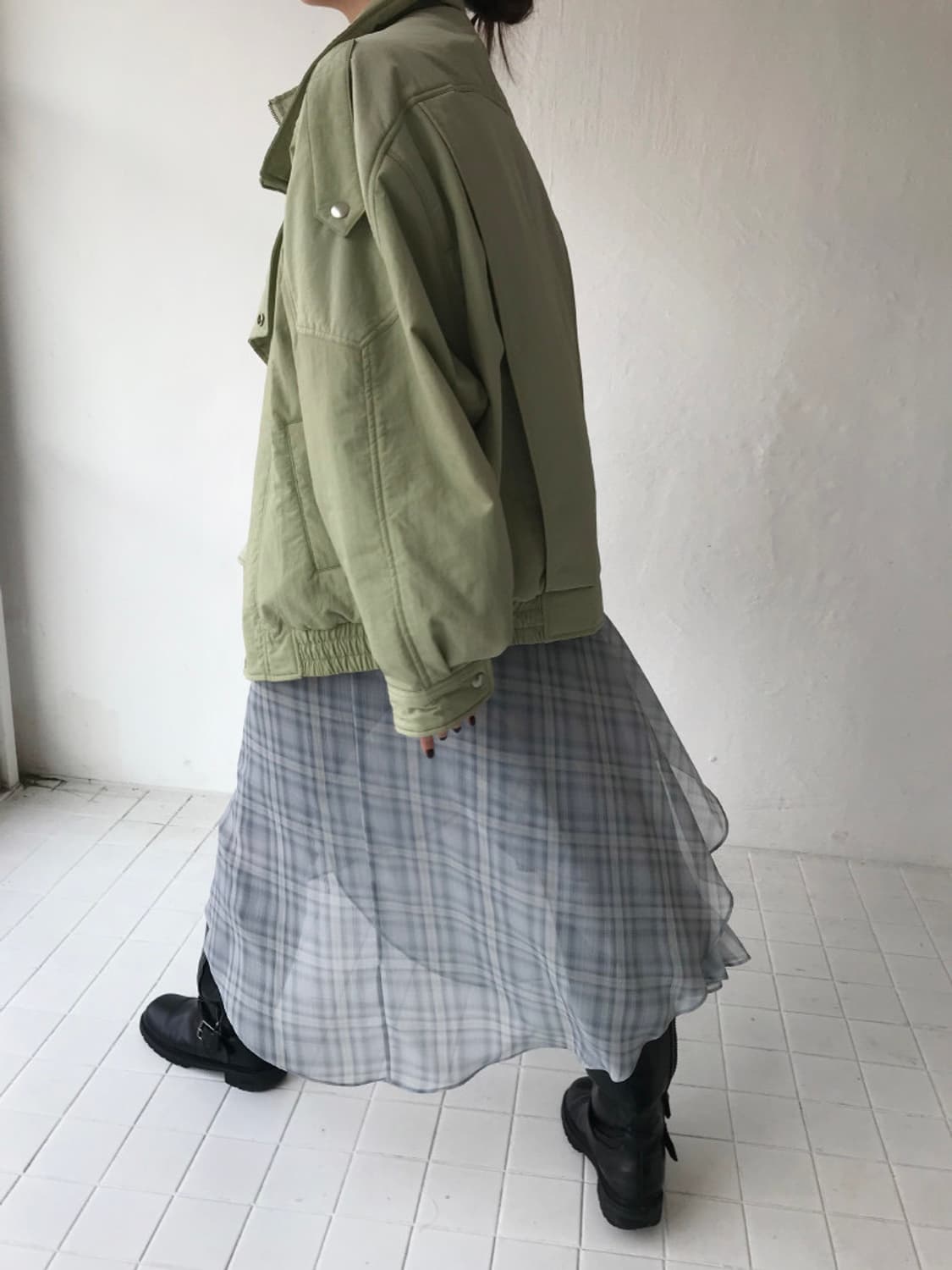 마크들리 레이어드 체크 고퀄 쉬폰 원피스 상품이미지6