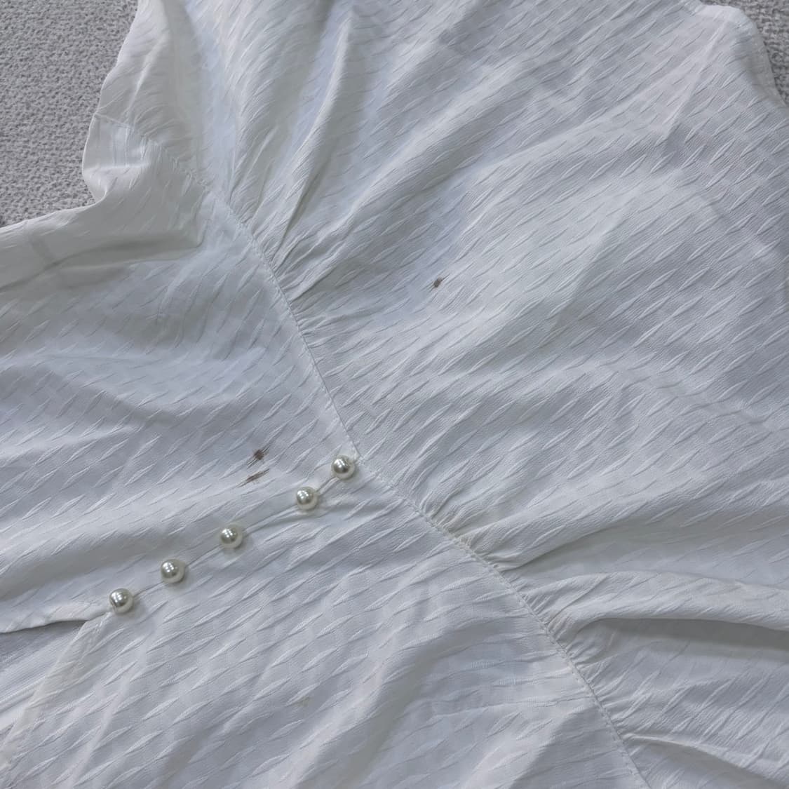 XL 온유 셔링 흰색 블라우스 0427E 상품이미지6