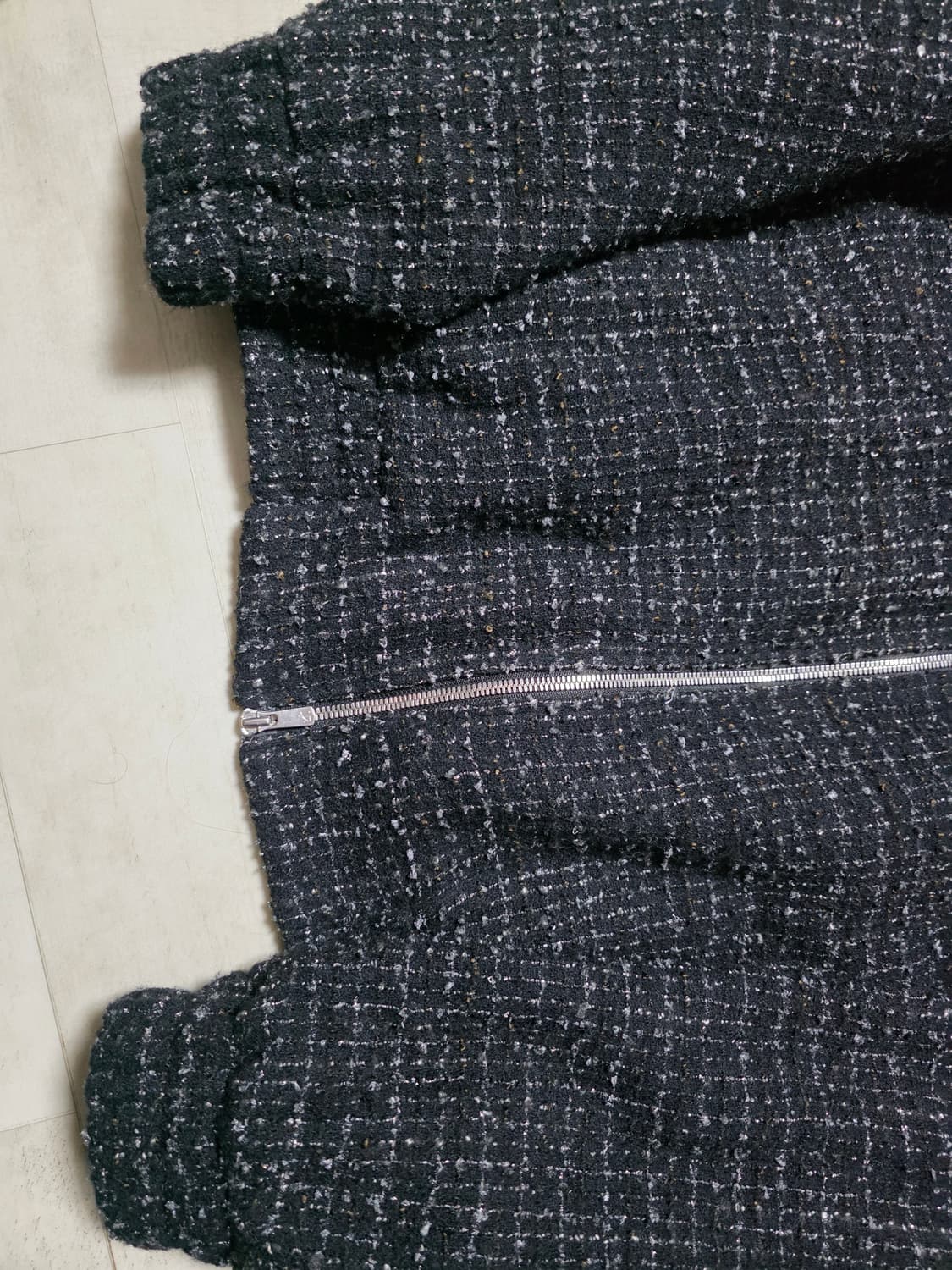 크러쉬어게인 블랙 트위드 블루종 L 상품이미지3