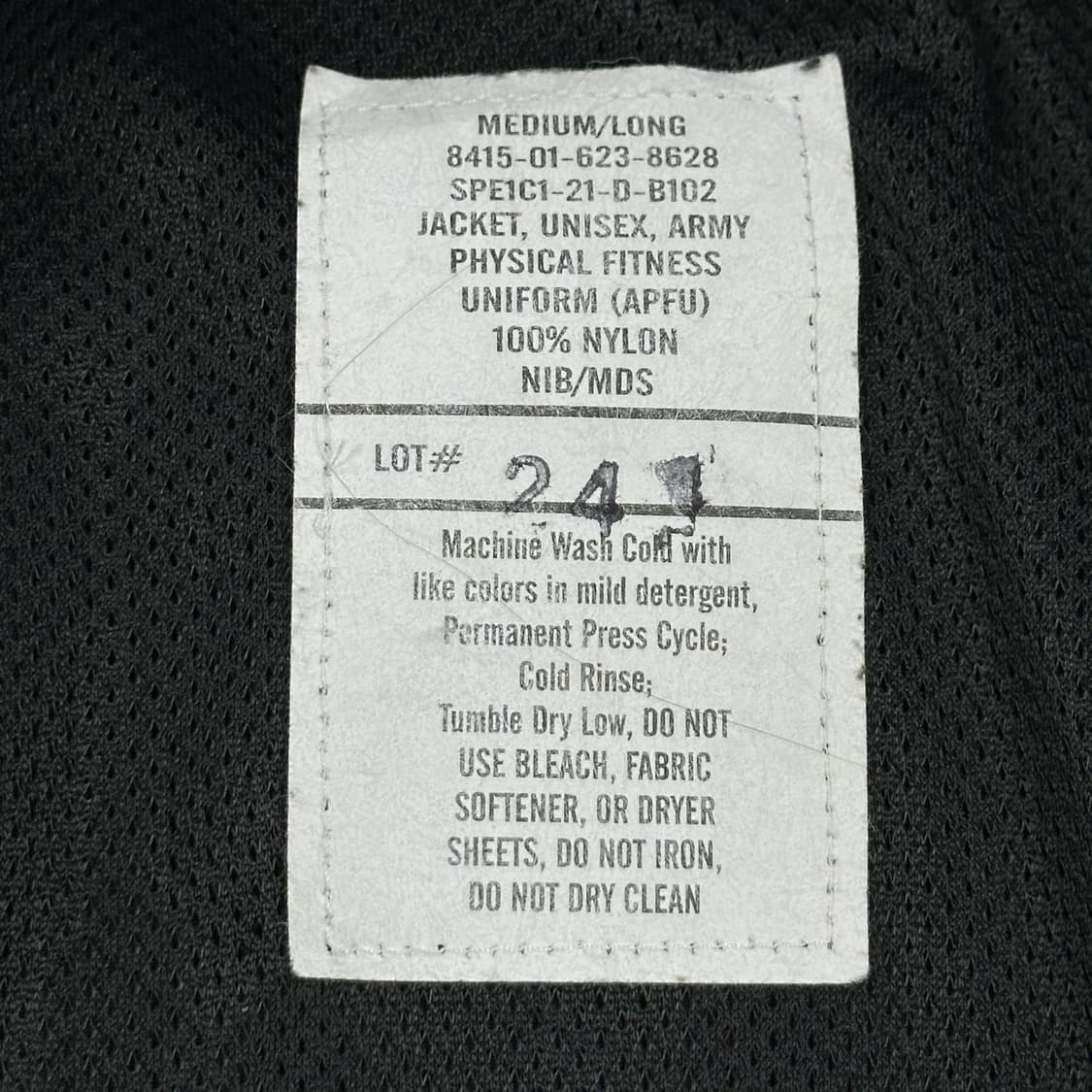 미군 US IPFU 블랙 바람막이 자켓 (실측 XL) 상품이미지7