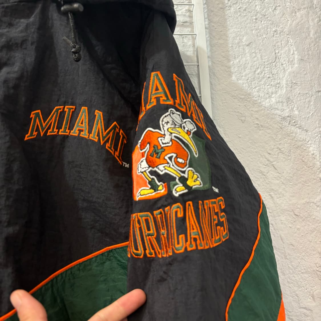 90s 스타터 올드스쿨 빈티지 마이애미 허리케인스 패딩 자켓 2XL 상품이미지5