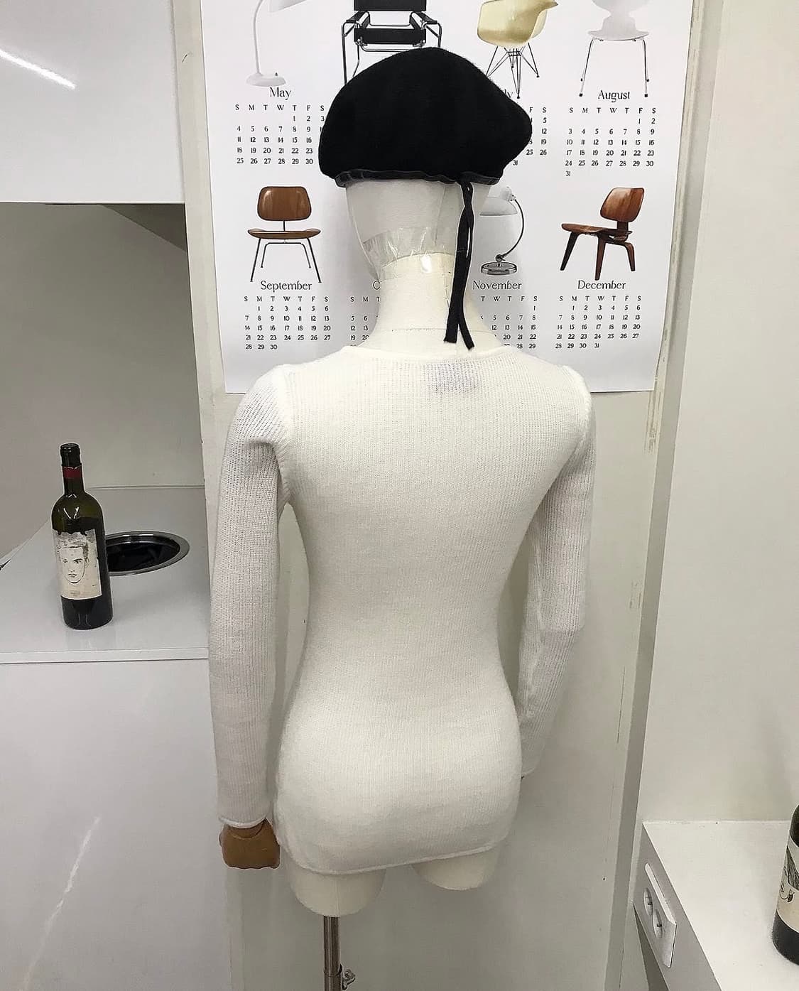 꾸레쥬 로고 골지 니트 상품이미지5