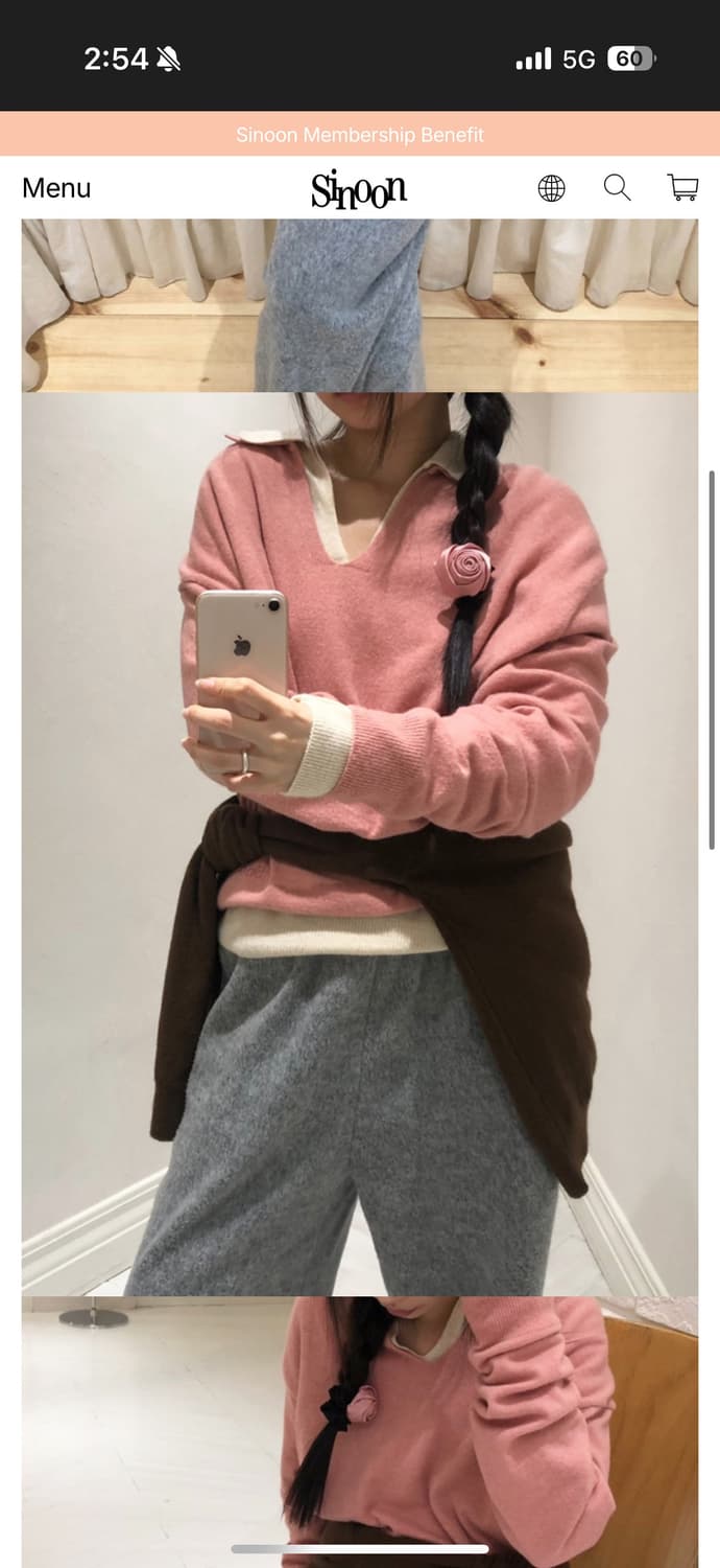 시눈 로고 카라 니트 핑크 상품이미지3