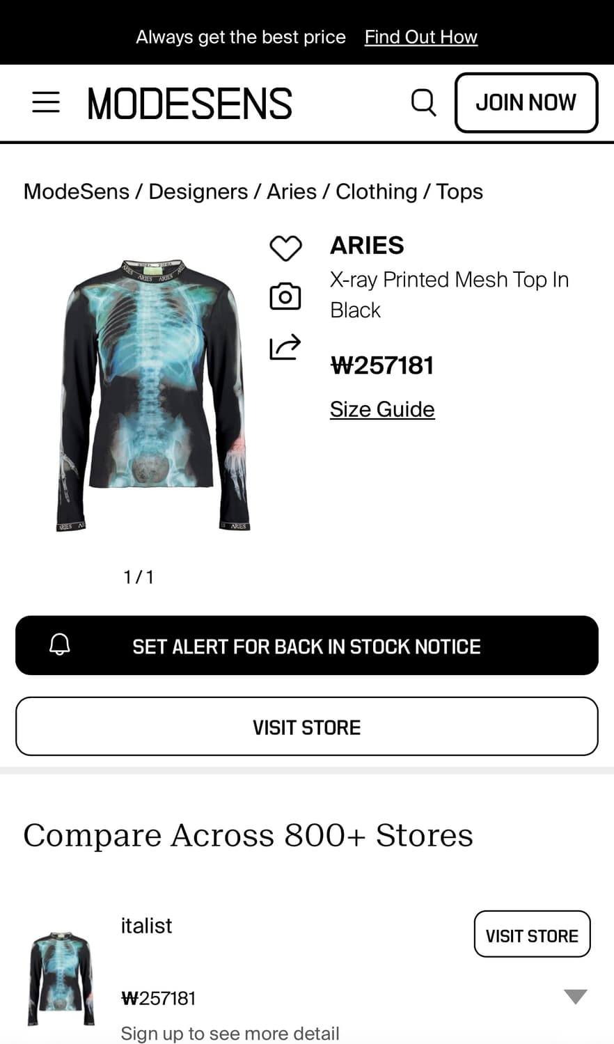 Aries X-Ray Mesh 티셔츠 상품이미지8