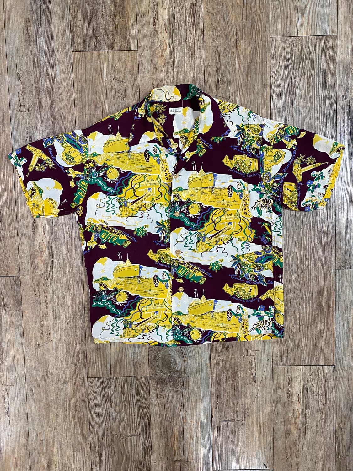 선서프 헤일 하와이 복각 알로하 하와이안 셔츠 와인 컬러 상품이미지1
