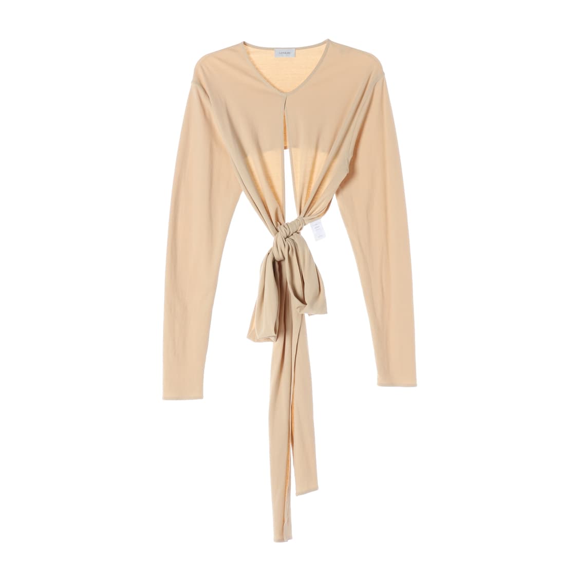 르메르 베이지 리본 매듭 슬릿 크롭 긴팔 티셔츠 블라우스
 상품이미지1