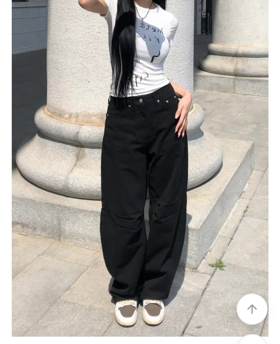 로딩 OOTJ 투 다크 니 절개 와이드 코튼팬츠 진 상품이미지2