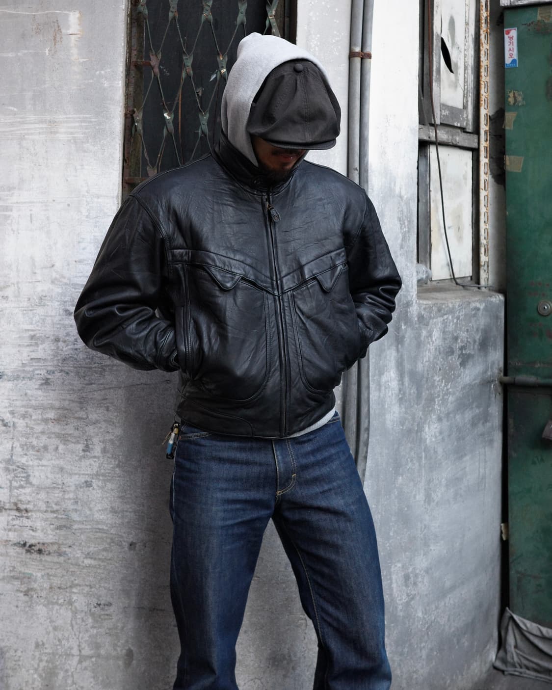 vintage Leather Bomber Jacket 상품이미지7